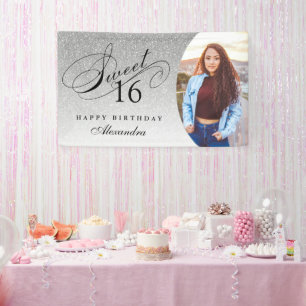 Lona Purpurina de plata dulce 16 foto personalizada