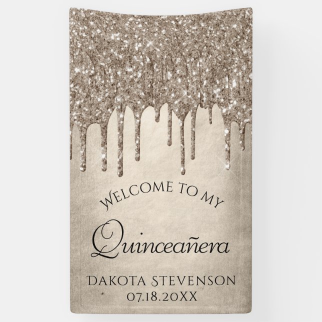 Lona Purpurina de tazas de goteo | Champagne Quinceaner (Vertical)