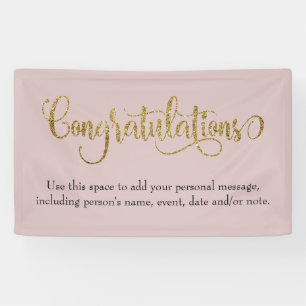Lona Purpurina dorado en zumbón Felicitaciones Rosa po