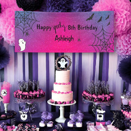 Lona Purpurina Glam Cute Fantasma Halloween Cumpleaños