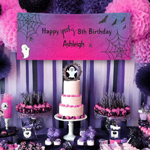 Lona Purpurina Glam Cute Fantasma Halloween Cumpleaños