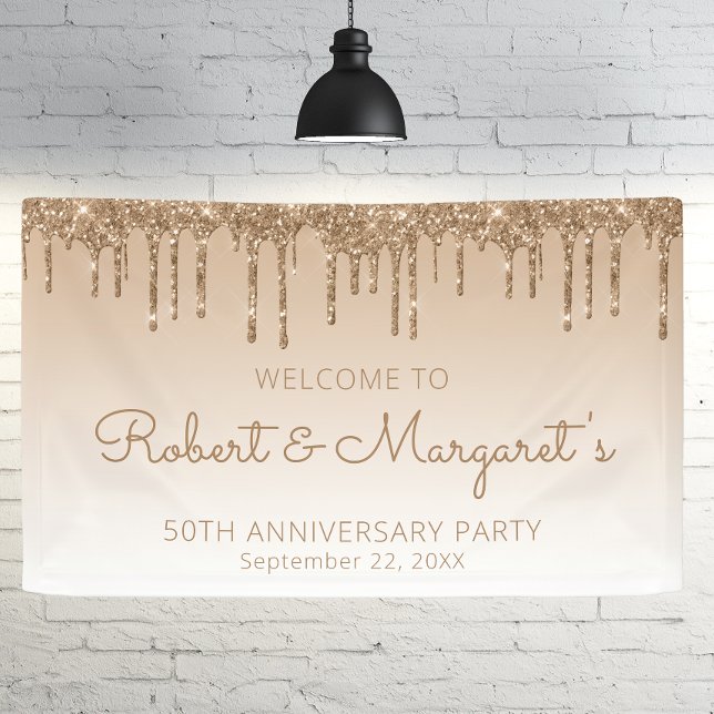 Lona Purpurina Glam Gold Drip Fiesta 50 Aniversario (Subido por el creador)