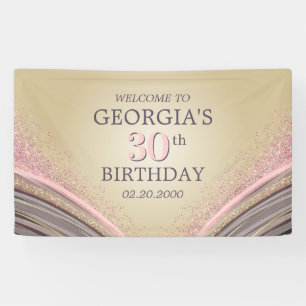 Lona Purpurina Glam Rosa Gold Cumpleaños