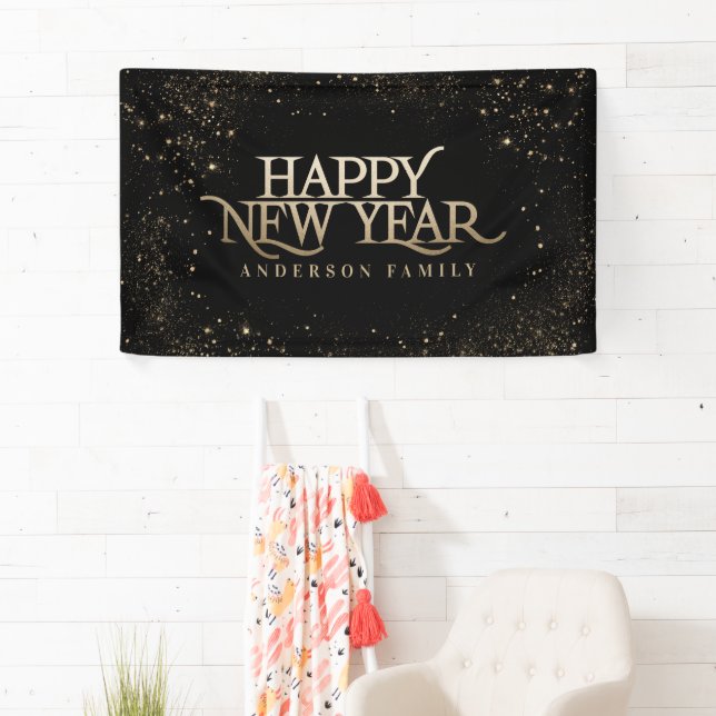 Lona Purpurina negro dorado elegante fiesta de año nuev (In situ)