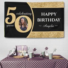 Lona Purpurina Negro y Oro 50 Cincuenta Años 50 Años Cu