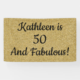 Lona Purpurina Negro y Oro Cincuenta y Fabuloso Cumplea