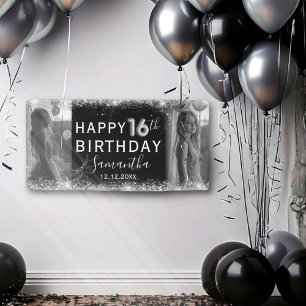 Lona Purpurina plateado y cumpleaños fotográfico modern