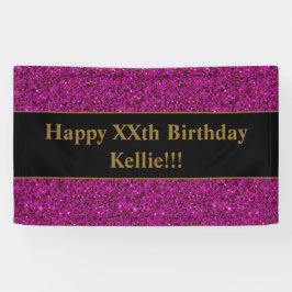 Lona Purpurina púrpura con cartel de cumpleaños del men