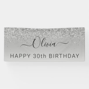 Lona Purpurina Silver de cumpleaños Girly Modern