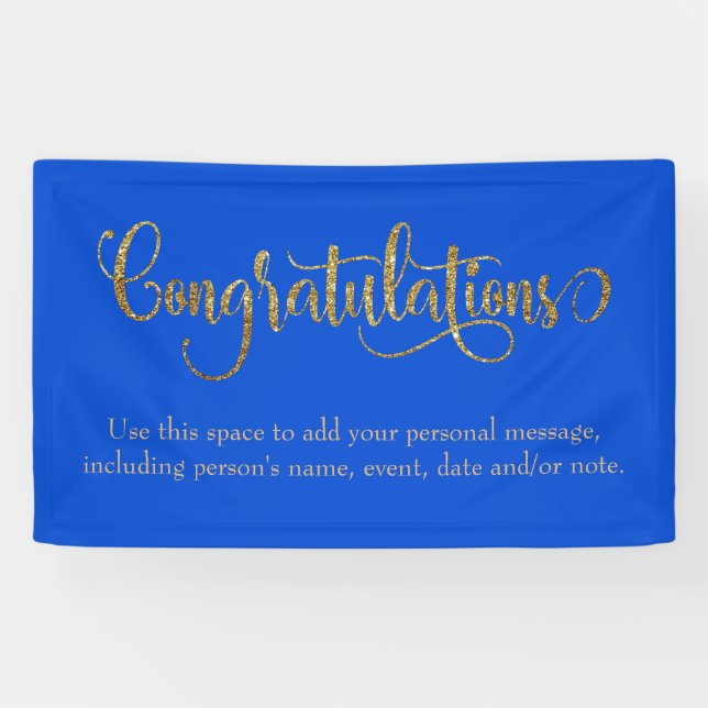 Lona Purpurina Swirling Gold Felicitaciones Royal Blue (Horizontal)
