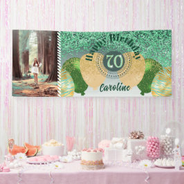 Lona Purpurina Verde 70 cumpleaños y globos