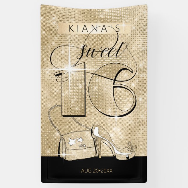 Lona Purpurina y dulce brillante 16 Black/Gold Vert ID6 (Vertical)