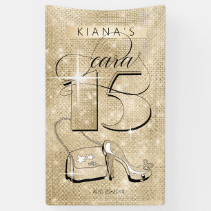 Lona Purpurina y Shine Quinceanera Gold Vert ID701