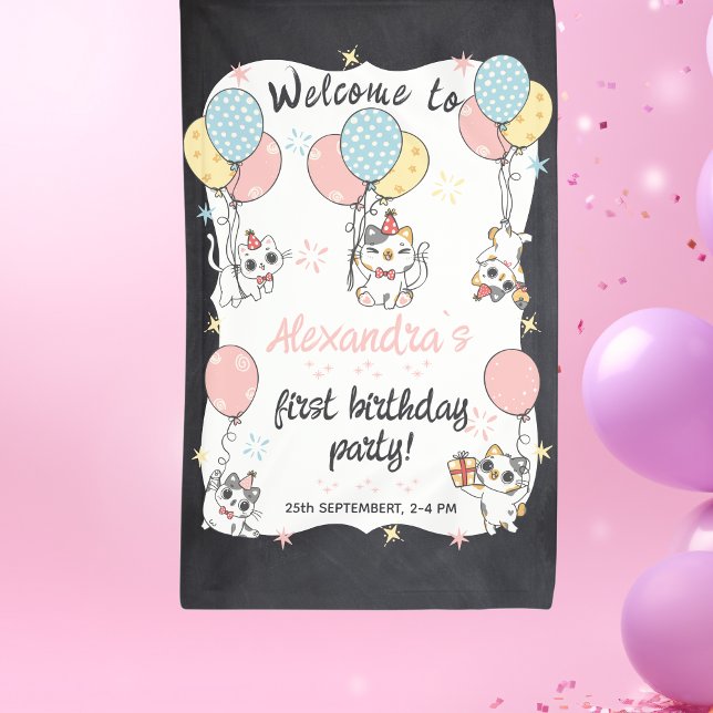 Lona Purr-fectamente uno: Tema del gato Fiesta de cumpl (Subido por el creador)