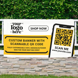 Lona QR Code Company Logotipo Yellow Indoor Vinyl