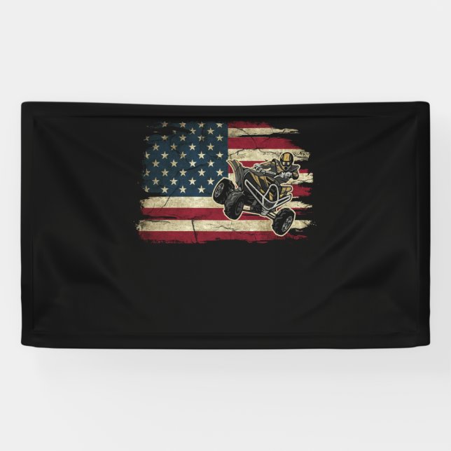 Lona Quad Biker America Flag Gift Biking Riding Offroad (Horizontal)