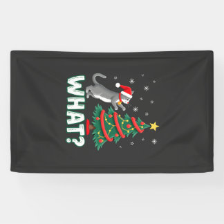 Lona Qué divertido gato empujando el árbol de Navidad s