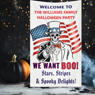 Lona Queremos Bienvenida a Boo Patriótico Halloween