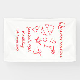 Lona Quinceanera 15th birthday red beach party tree sun