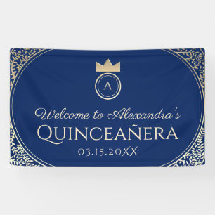 Lona Quinceañera azul de la marina