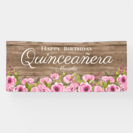 Lona Quinceañera de Amapolas Rosadas Rústicas