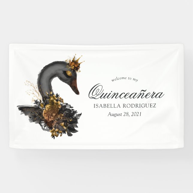 Lona Quinceañera de cisne negro (Horizontal)