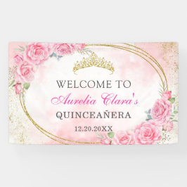 Lona Quinceanera de oro Rosa Quince cumpleaños 15 Anos