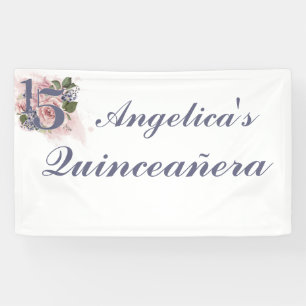 Lona Quinceanera Moda de cumpleaños acuarela floral B