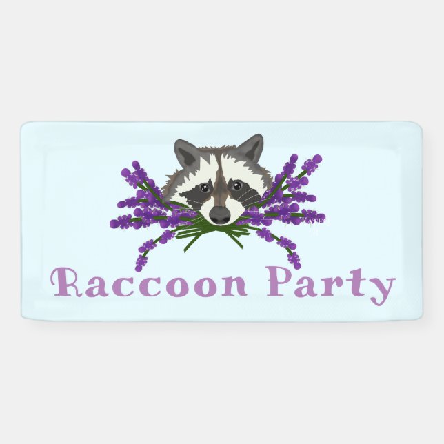 Lona Racco con lavanda. Raccoon Fiesta (Horizontal)