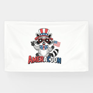 Lona Raccoon Americoon Patriótico 4° de julio de Améric