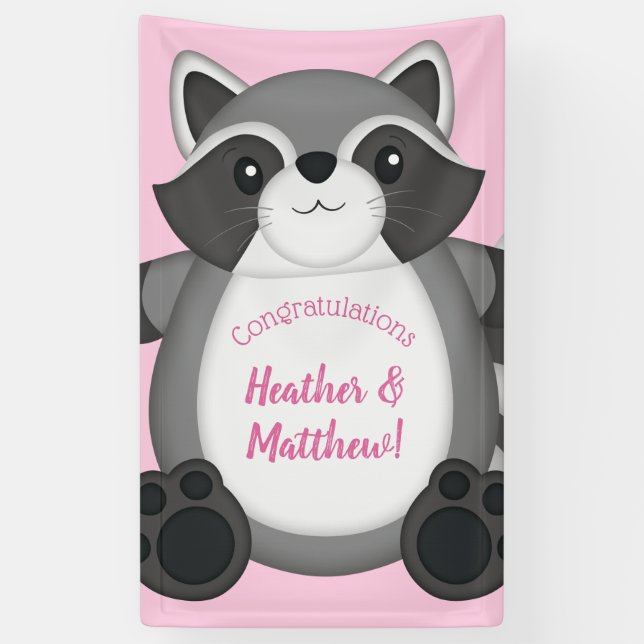 Lona Raccoon Baby Shower Pink (Vertical)