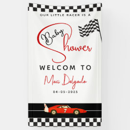 Lona Race Car Boy Baby Shower Banner | Little Racer