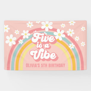 Lona Rainbow Retro Five es una Vibra Genial Cumpleaños