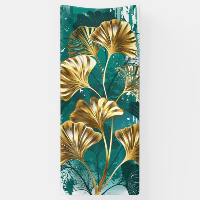 Lona Rama con hojas doradas Ginko Biloba (Vertical)