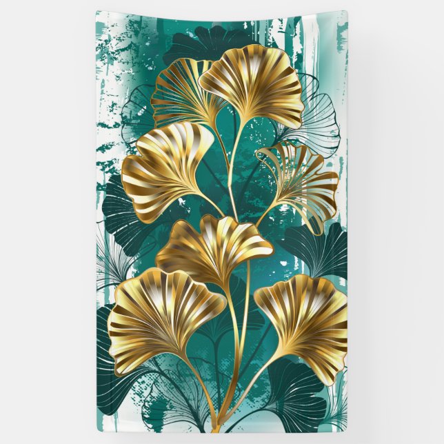 Lona Rama con hojas doradas Ginko Biloba (Vertical)