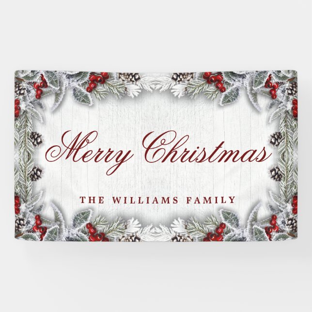 Lona Rama de los pieles de madera ruidosa Feliz Navidad (Horizontal)