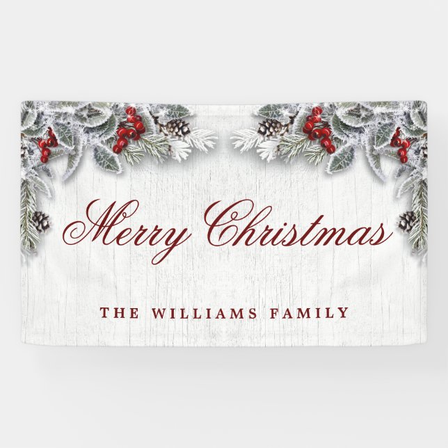 Lona Rama de los pieles de madera ruidosa Feliz Navidad (Horizontal)