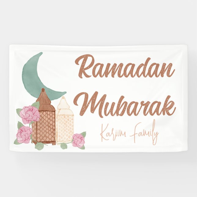 Lona Ramadan Mubarak Decoración Personalizado Nombre de (Horizontal)