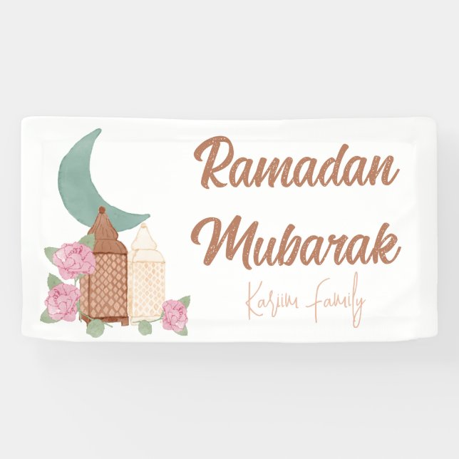 Lona Ramadan Mubarak Decoración Personalizado Nombre de (Horizontal)