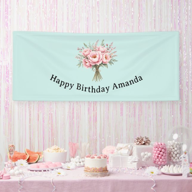Lona Ramo de flores de peonía rosa bonito Cumpleaños (Fiesta)