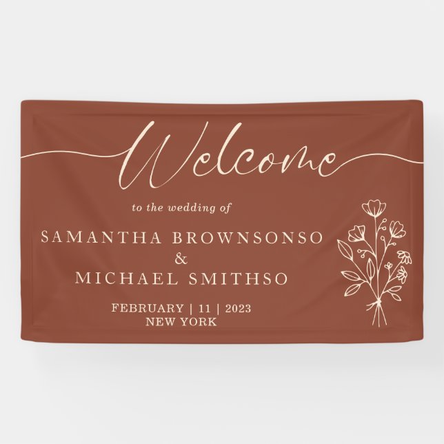 Lona Ramo de flores de terracota Boho Botánicos Bienven (Horizontal)