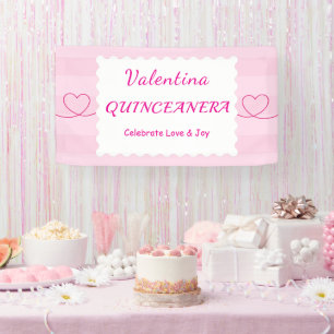 Lona Ramo Floral Elegante de Quinceañera   Rosa y Blanc