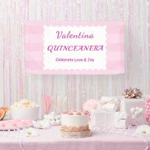 Lona Ramo Floral Elegante de Quinceañera   Rosa y Blanc
