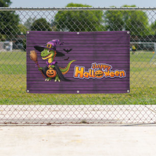Lona Raptor de Halloween lindo/bruja de dinosaurio