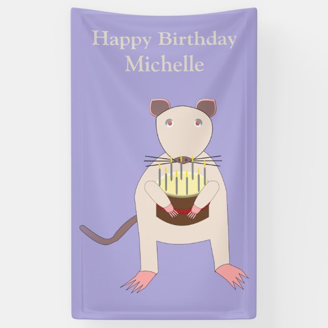 Lona Rata siamesa con Personalizado de pastel de cumple (Vertical)