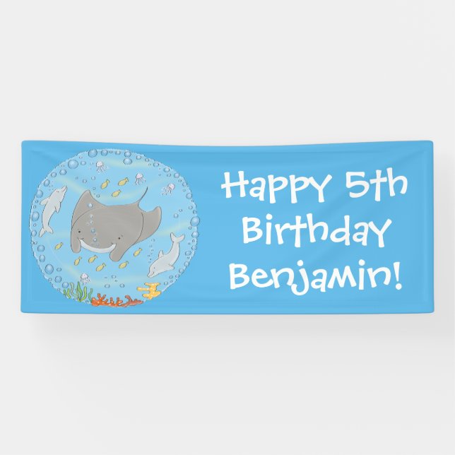 Lona Rayo de manta y burbujas ilustracion personalizado (Horizontal)