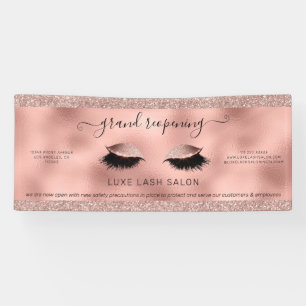 Lona Reapertura del Salón Rose Gold Glitter con Segurid
