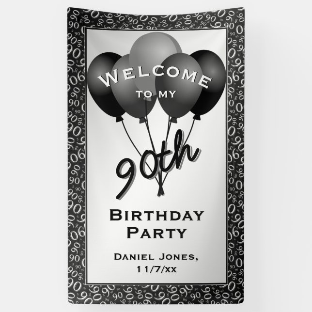 Lona Recepción a mi 90.a fiesta de cumpleaños - (Vertical)