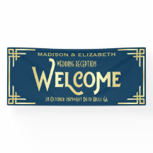 Recepción Art Deco Boda Bienvenida Dorado Azul Osc