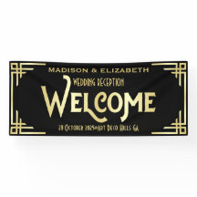 Recepción Art Deco Boda Bienvenida Oro Negro